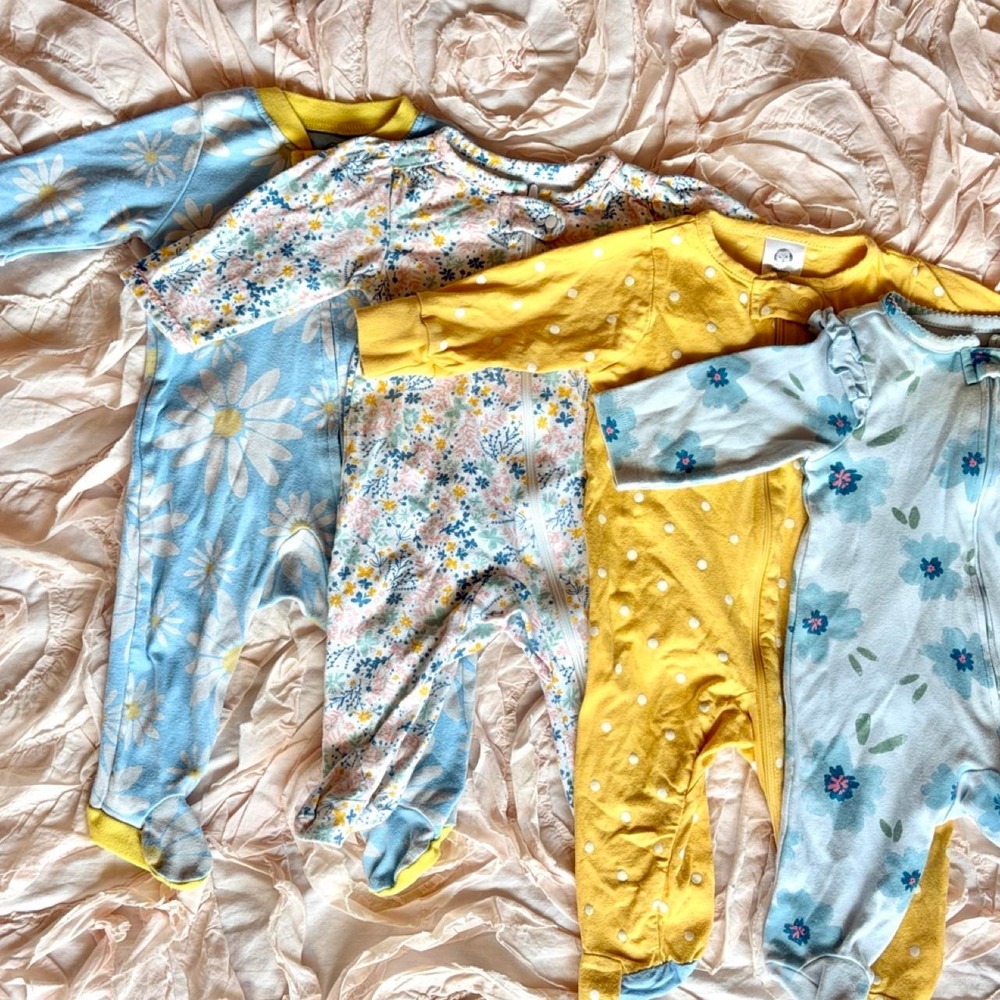 Baby Girl Sleepers Bundle 0-3M 3M Carters Gerber Floral Polka Dot Set of 4